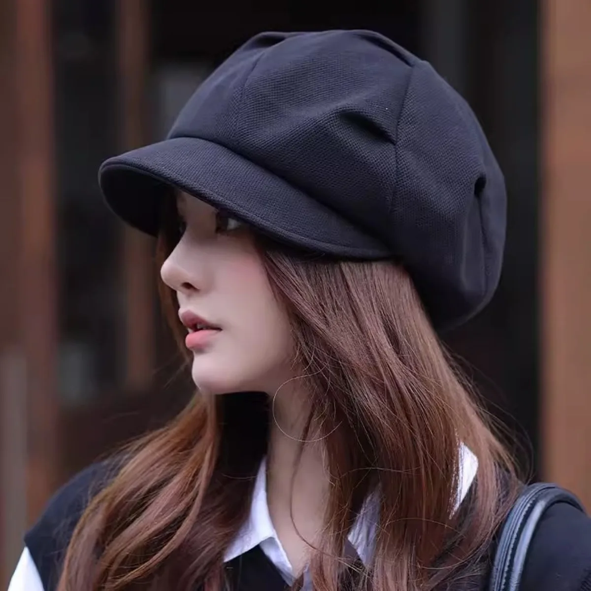 

Warm Blend Beret British Style Adjustable Octagonal Newsboy Cap for Women Vintage Autumn Winter Casual Wear