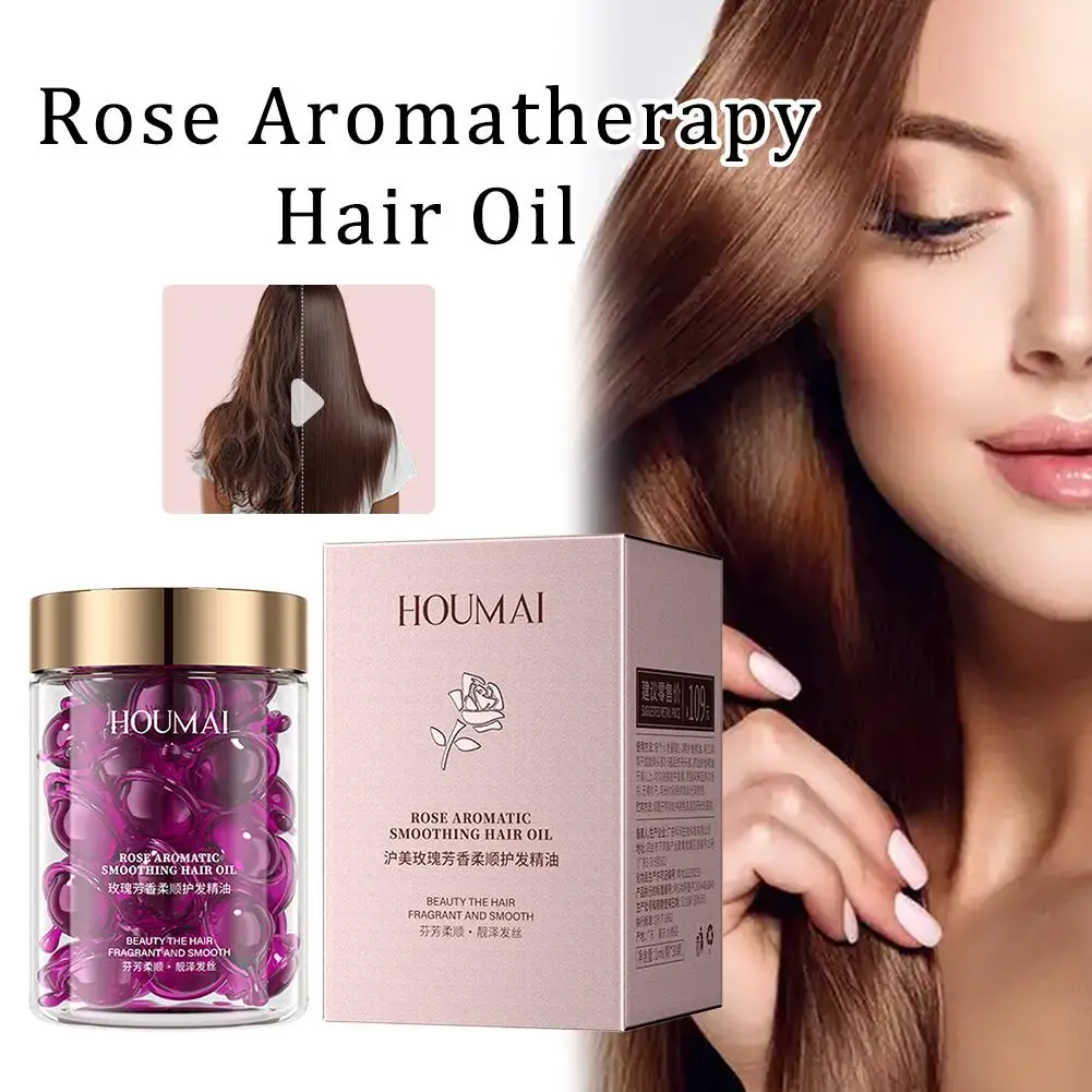 

Капсула с эфирным маслом для ухода за розовыми опорами, легкая и нежирная, улучшающая сухость и секунды, женское ежедневное масло для ухода за волосами, 30 шт.