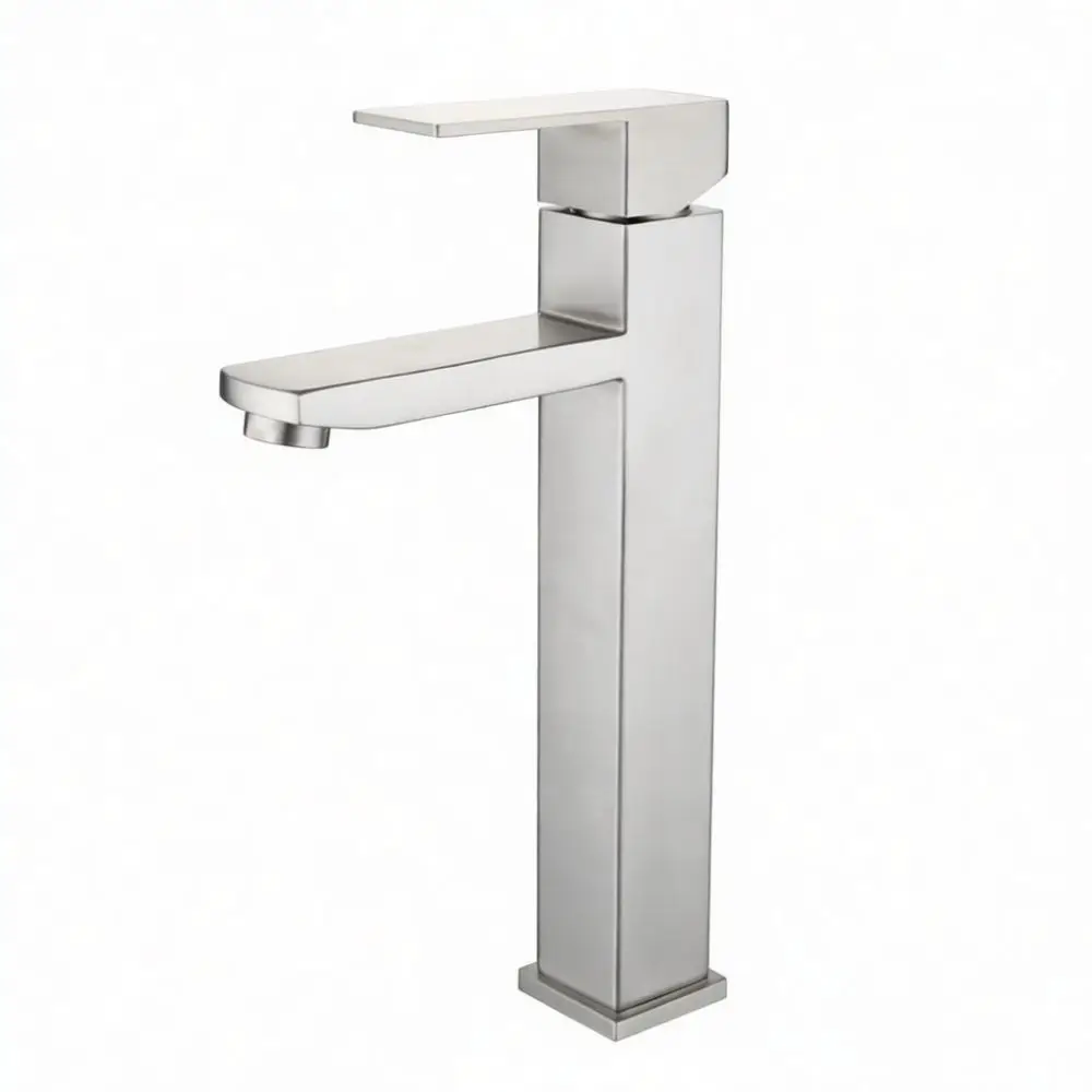 Matte Black Basin Faucet Square 304 Stainless Steel Sink Mixer Bathroom Modern Washroom Vanity Hot Cold Water Dual Tap