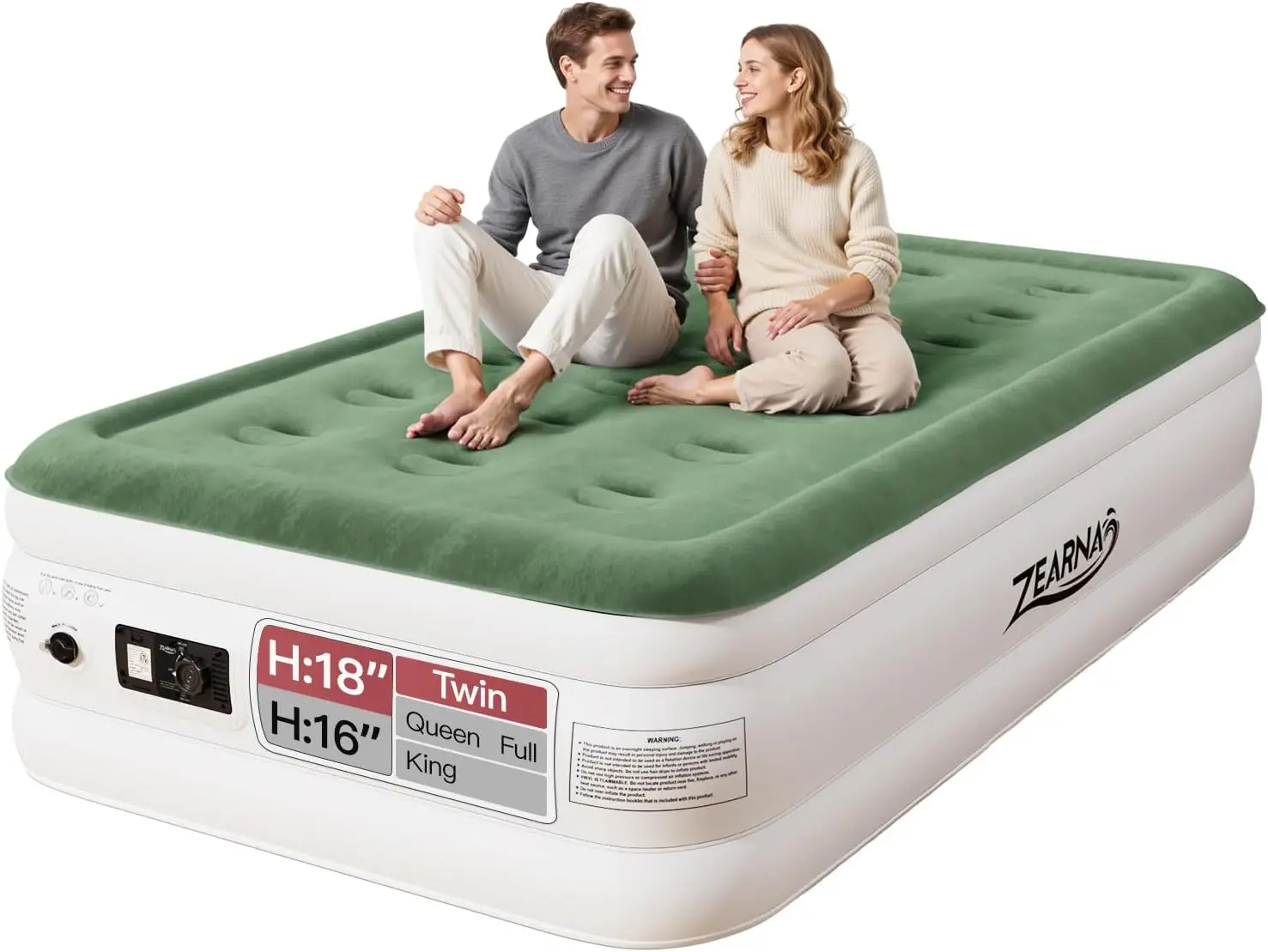

Twin Air Mattress with Built-in Pump, Fast Inflation/Deflation, 16" 550lbs Max, Inflatable Bed for Home Camping Guests