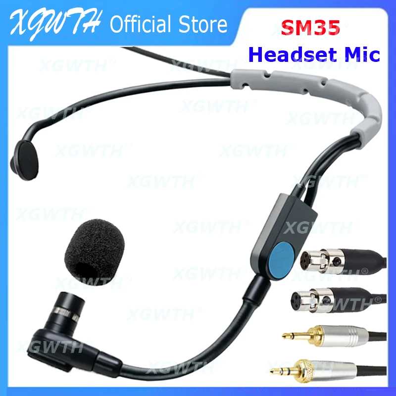 Headband Head Wearing Headset Mic SM35 Cardioid Headworn Microphone for Shure Sennheiser AKG Bodypack 4Pin 3Pin TA4F 3.5mm Lock