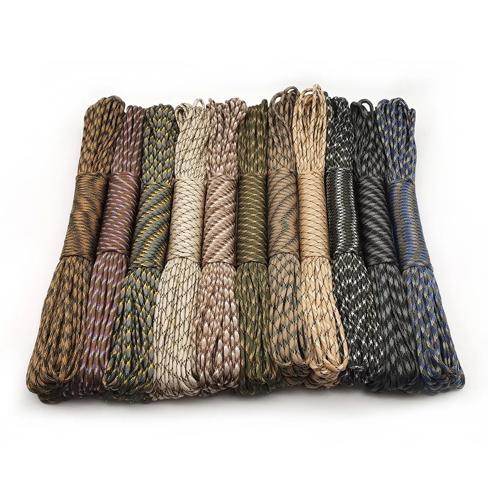 Paracord 7 brins de 4 mm de diamètre, 4 tailles, pour survie, cordon de parachute, lanière, camping, escalade, corde de camping, séchage de linge