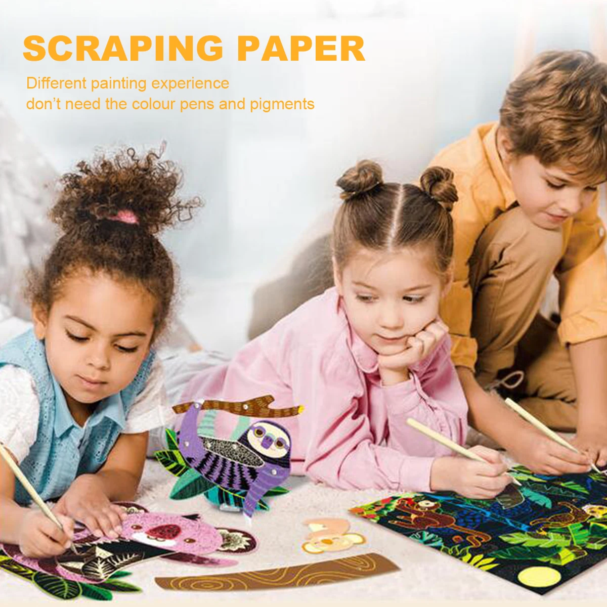 

10pcs Eco-Friendly Scratch Paper For Kids Creative Scratch Off Notes Dazzling Drawing Diy Art Black Fun Educational Tool