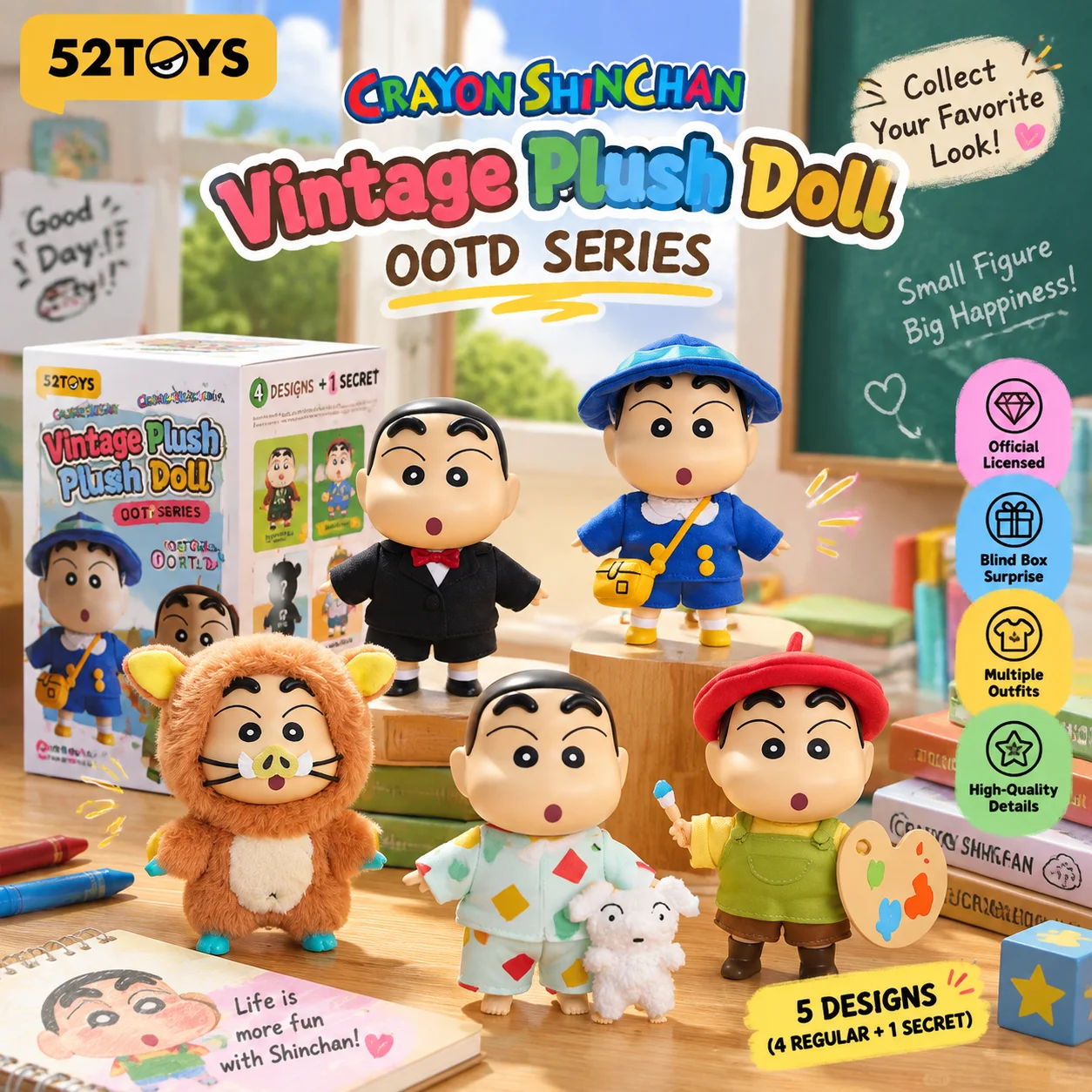 Kids Toys Under $10 - 52TOYS Crayon Shin-chan, vecchia bambola, OOTD,