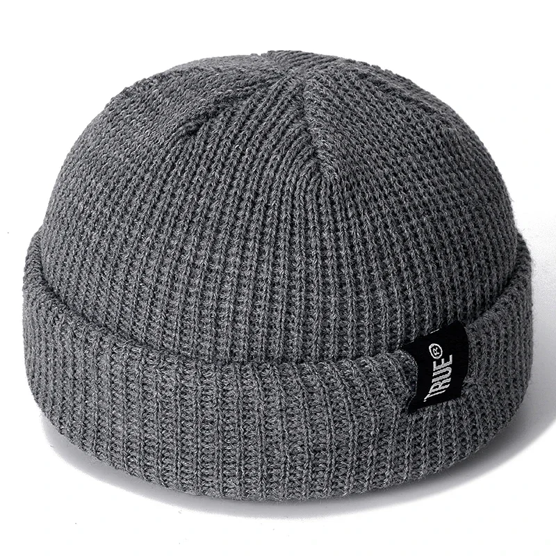 Unisex Daily SHORT Beanie Hat Sailor Style Winter Hat Ribbed Knitted Melon Cap