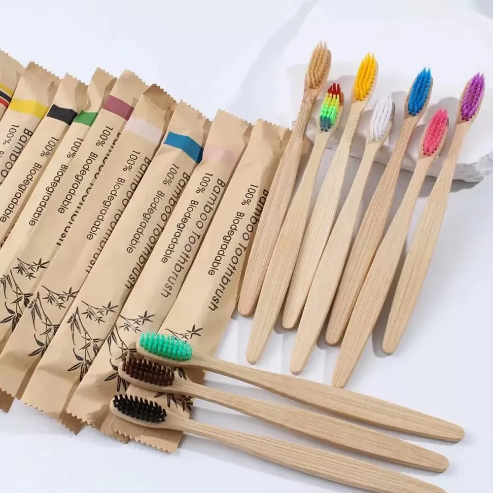 1/3Pcs Natural Bamboo Toothbrush Wood Toothbrushes Soft Bristles Fiber Teeth Brush Eco-Friendly Oral Care