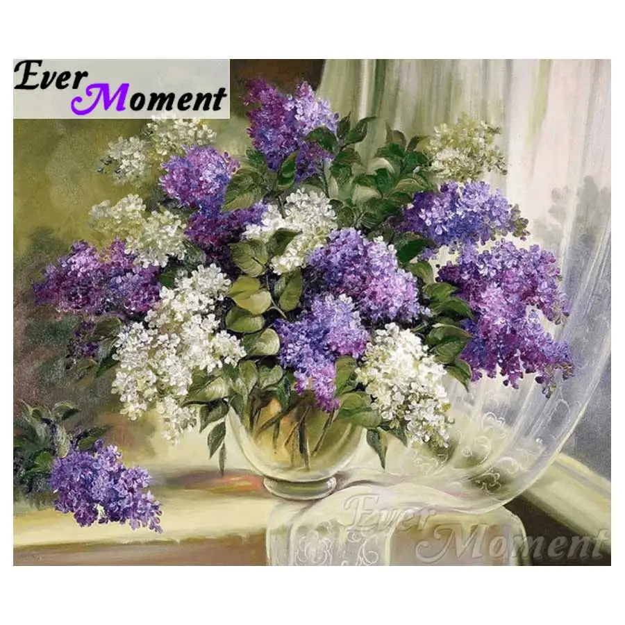 

Ever Moment 5D DIY Diamond Embroidery Flowers In Vase Diamond Mosaic Full Square Drills Artwork Home Decoration ASF1134