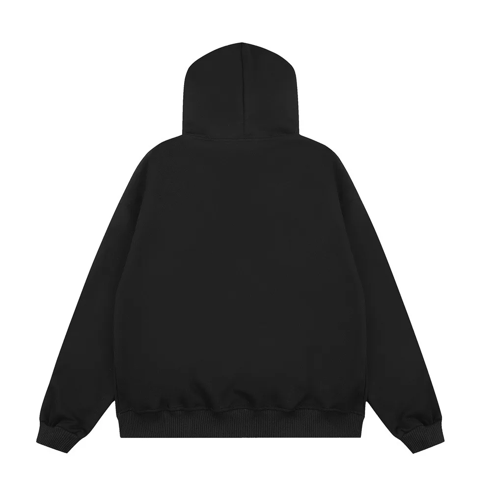MWJLPWQ American Street Style Men's Hooded Sweatshirt Fur Collar Trendy Letter Rhinestone Design Unique Loose-Fit Tops 20711