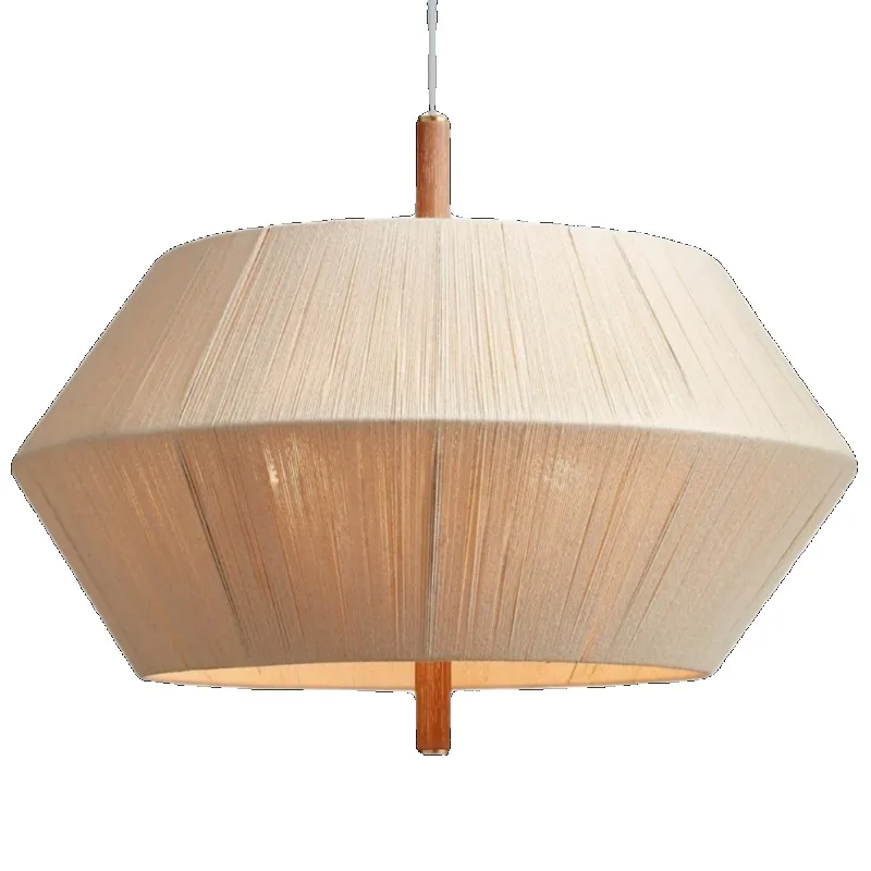 Medieval solid wood bedroom woven chandelier cotton thread homestay living room lamp retro hemp rope restaurant lamp