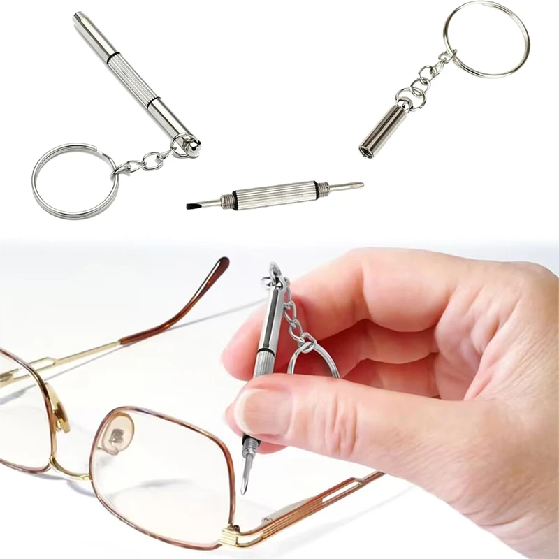 Mini-Handbrillen-Schraubendreher, 3-in-1-Brillenreparatursets, Multifunktions-Schraubendreher-Set für Sonnenbrillen, Uhren und Brillen mit Schlüsselanhänger – Detail 1