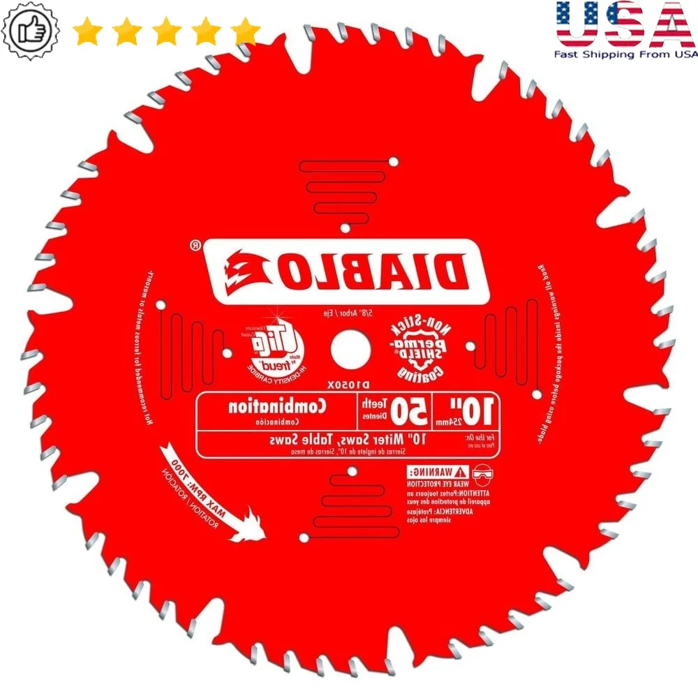 

10in 50 Tooth Combination Saw Blade High Precision Cutting Tool D1050X Perfect Wood and Plastic Table Saws
