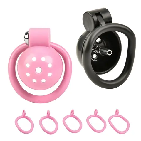 Male Penis Chastity Cage Set Small Bird Chastity Cage Belt With 5 Size Padlock Cock Ring Penis Lock Bondage Man Sex Toy