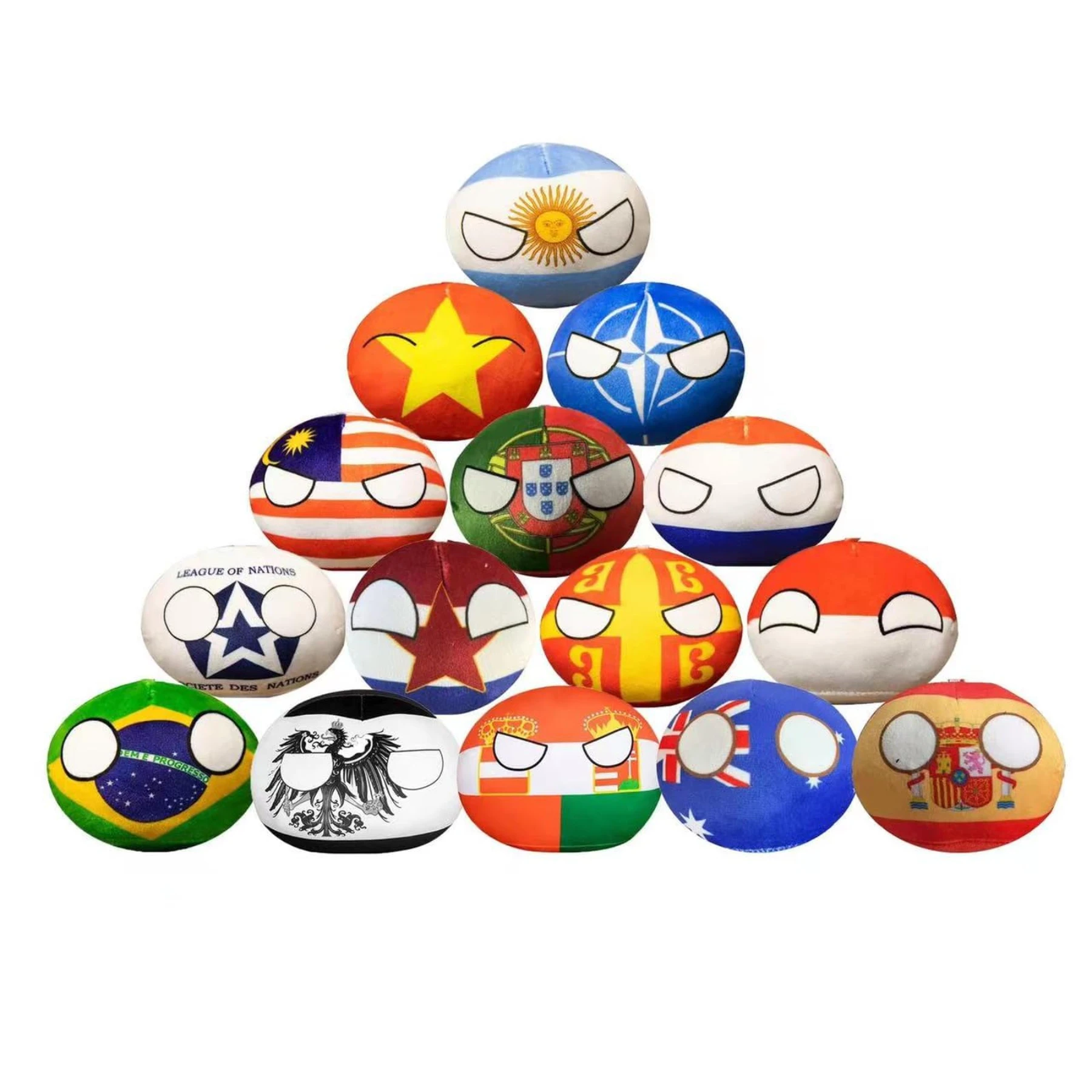 15PCS Countryballs，Country Ball Plushies Polandball National Plush Pillow Mini Pendant Stuffed Toys Cute Keychain Anime Plushies