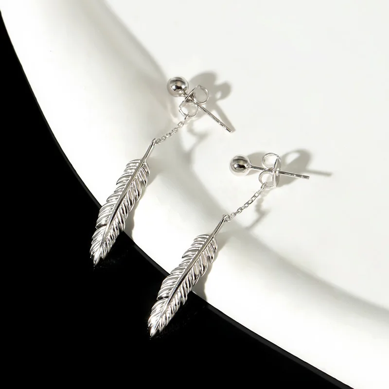 

22025 Fashion Brand Boutique Classic Luxury Jewelry Feather tassel Earrings Women's Anniversary Gift Pure 925 INS Style Premium