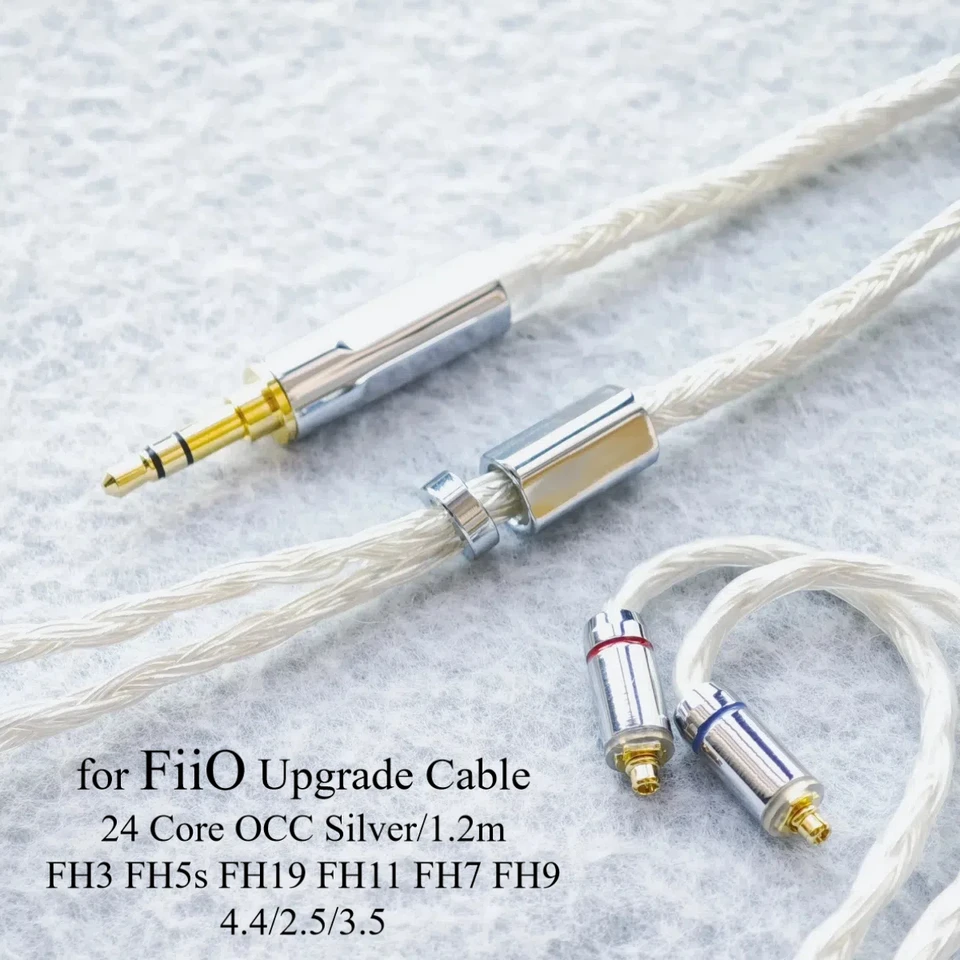Replacement Cable for FiiO FH3/FH5s/FH19 - 24-Strand Silver-Plated