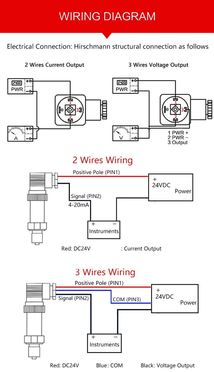 G1/2' 4-20mA Drucksensor 0-10V 1bar/10bar/100bar Öl Wasser Gas 100psi/10Kpa/50mbar RS485 Drucktransmitter – Detail 4
