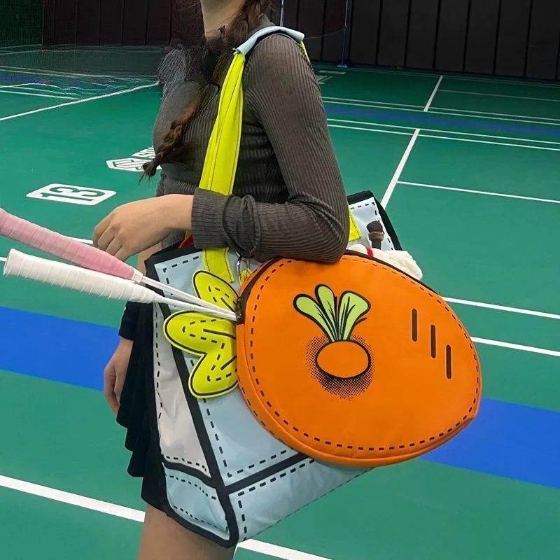

HAEX Comic Tote Bags Women 2025 Large Capacity Sports Baseball Bag Individuality Dopamine Kawaii Carrot Badminton Bolso Mujer