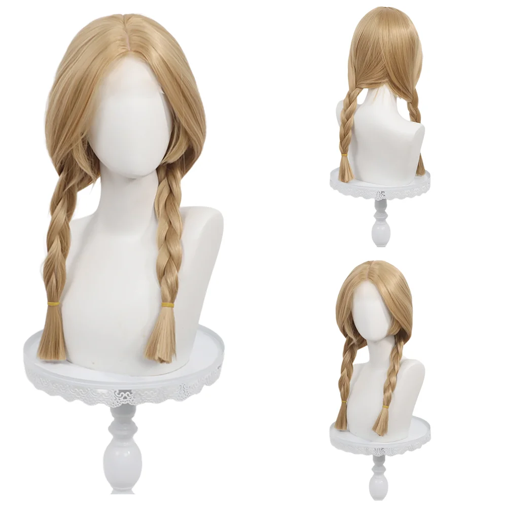 Small Lace Front Wig For Women Blonde Double Braids Natural Looking High Temperature Fiber Synthetic Hair Cosplay Daily Party