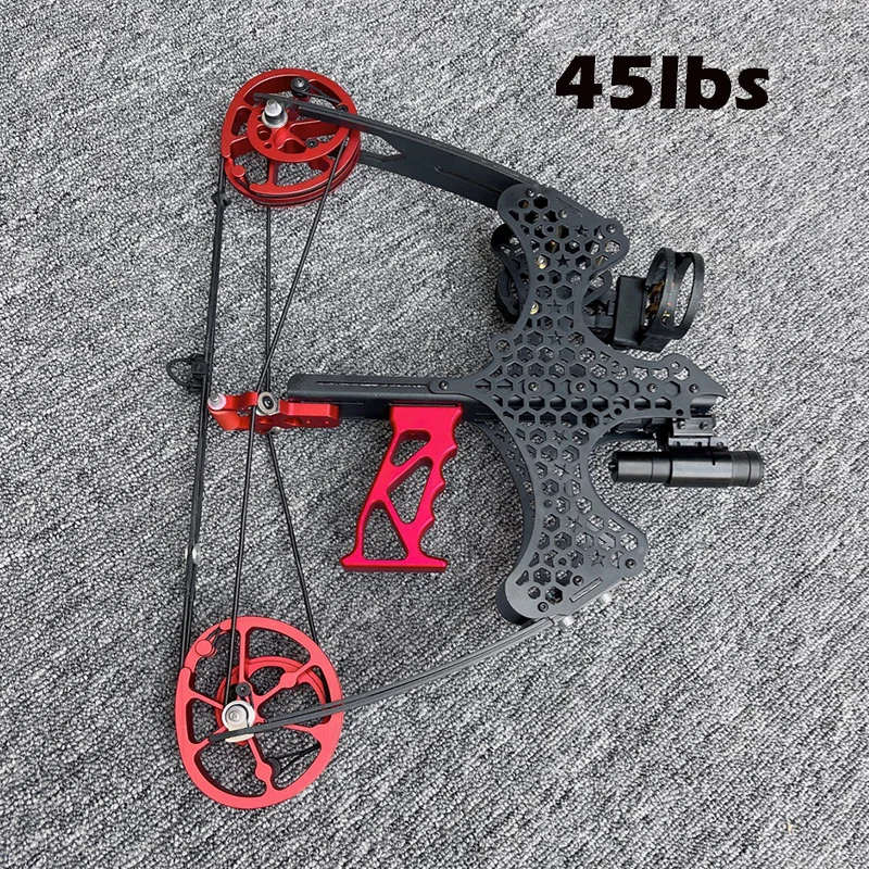 45lbs Dual-purpose Small Compound Bow Can Shoot Steel Ball Bow Fishing Hunting Mini Pulley Bow Archery Full Metal