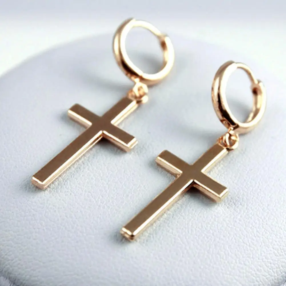 Beautiful Earrings  Exquisite Cross Shape Drop Earrings  Smooth Surface Cross Shape Earrings