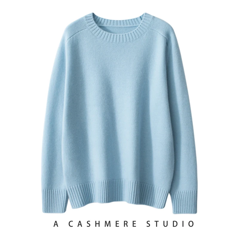 Hot Sale 2023 Autumn Winter New 100% Cashmere Sweater O-Neck Women\'s Thicken Warm Pullover Female Loose Knit Jumper Lady Tops