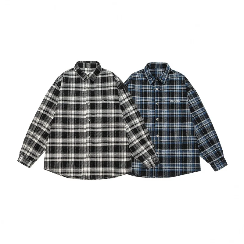 

DAVIDSHAO Фланелевая рубашка европейского размера США для мужчин, клетчатая рубашка на пуговицах с длинными рукавами, мягкие повседневные топы с двумя нагрудными карманами