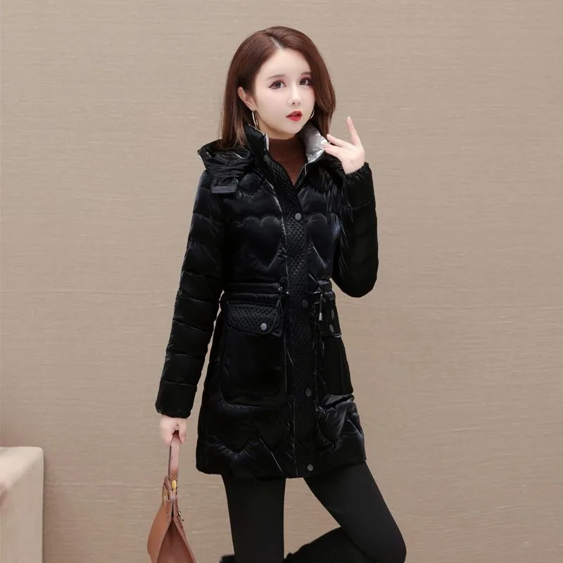 Fashion Glossy No-wash Down Cotton Jacket Womens 2024 Winter Jacket Parkas Large Size Cotton-Padded Coat Female Hooded Warm Coat