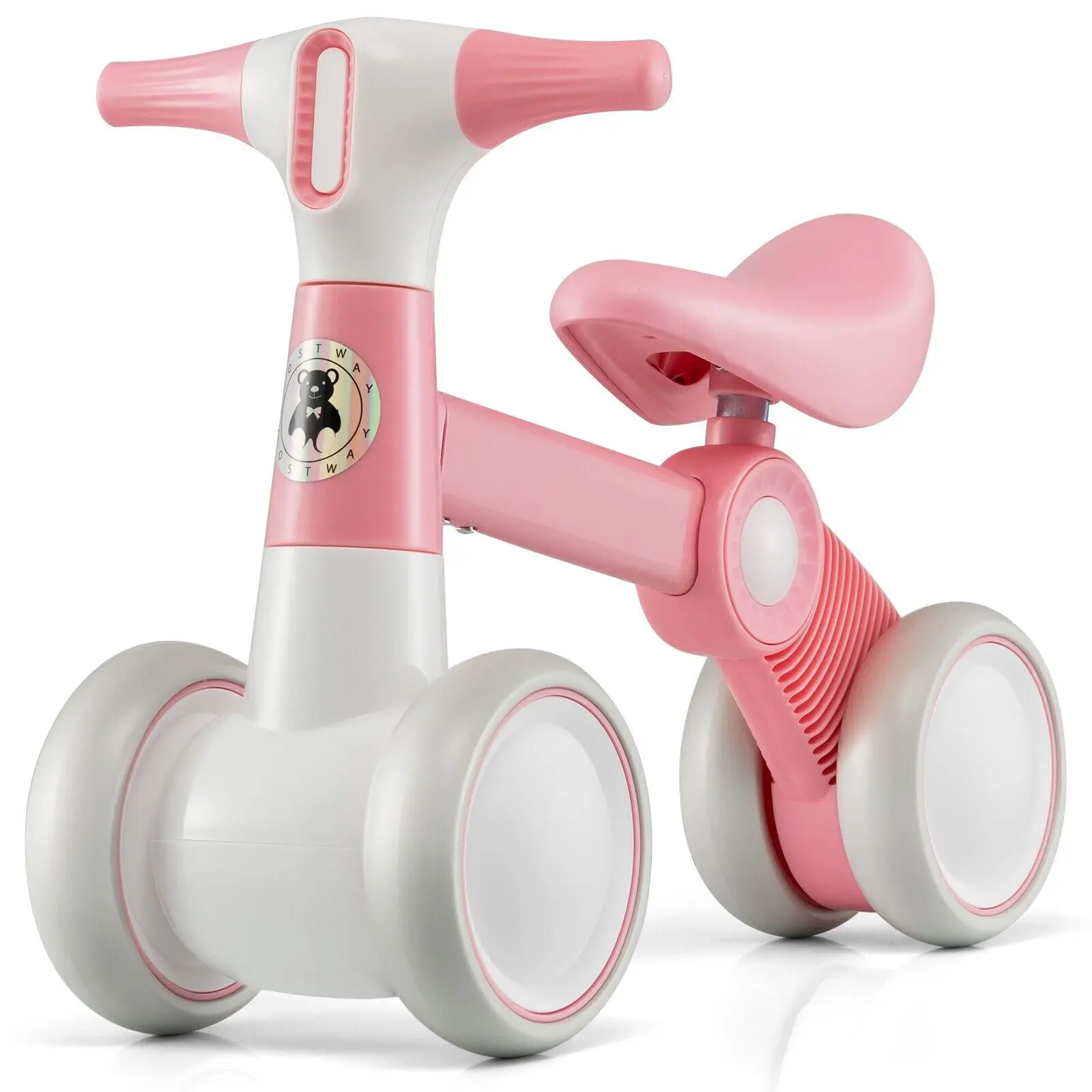 DORTALA Cute Baby Balance Bike 4 Wheels Childrens Bicycle Toddlers Riding Toy w/No Pedal