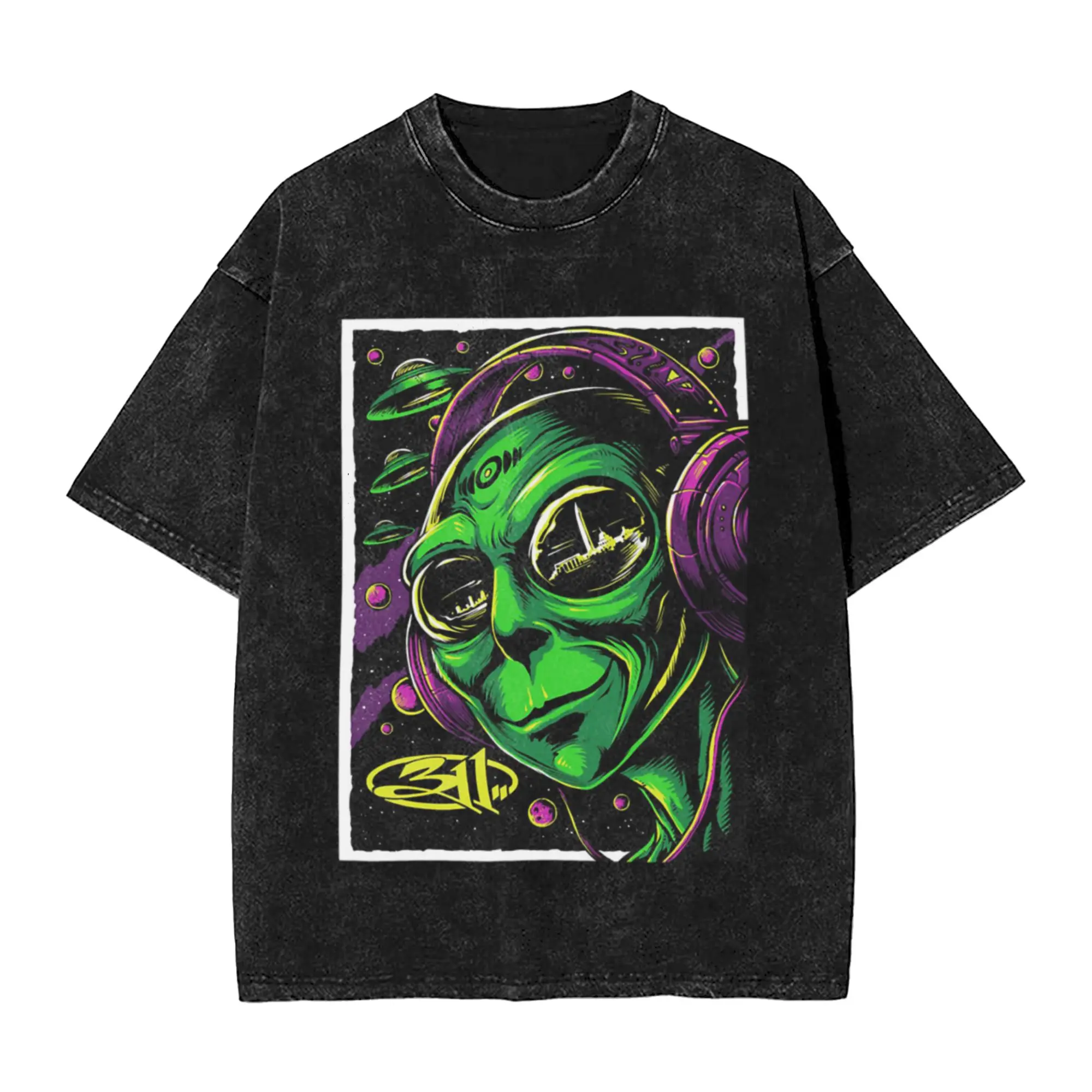 311 Alien Unique Trendy A Washed T Shirt Men's Women's Oversized Cotton Tees Tops