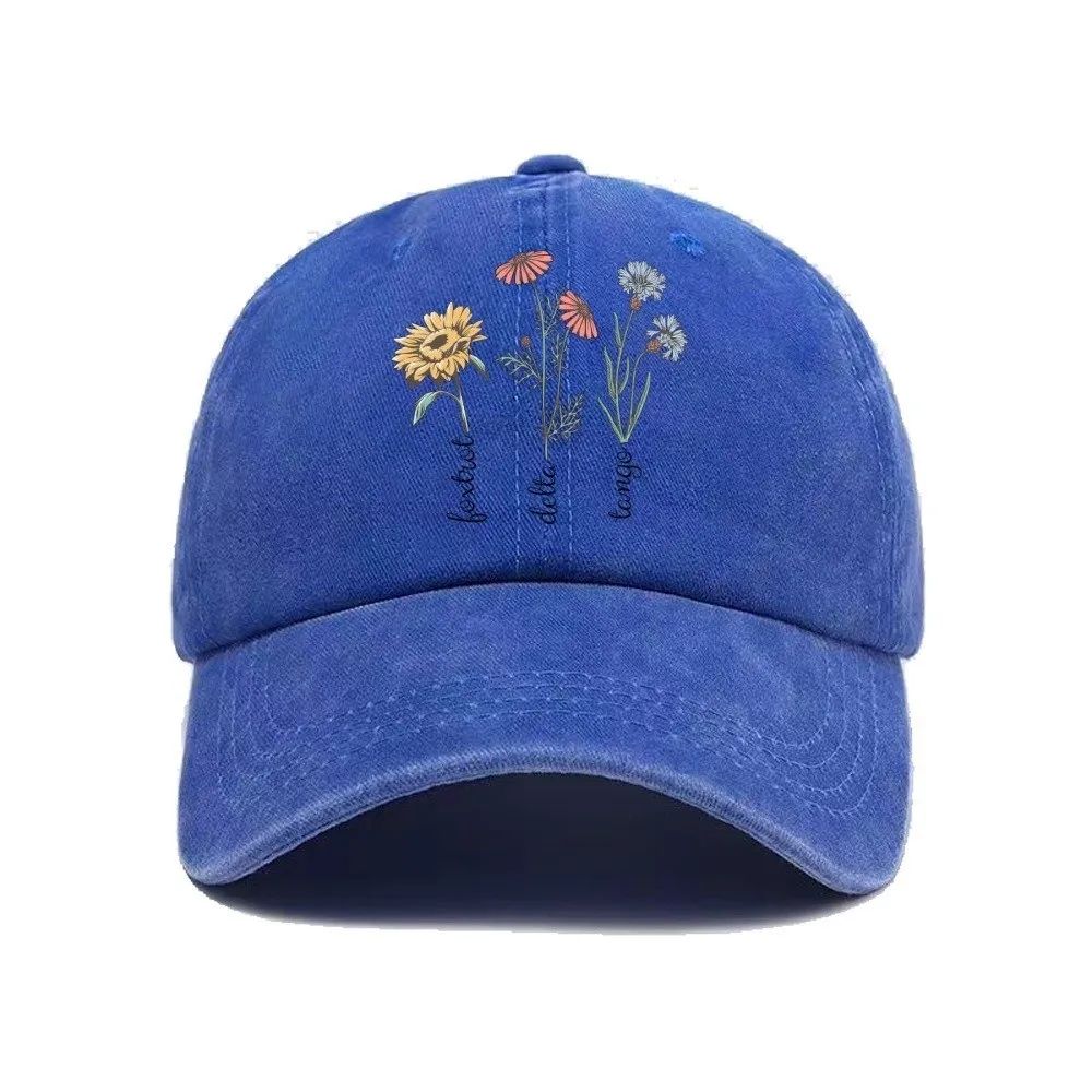 

New Casual Printed Baseball Cap Vintage Washed Dad Sun Hat Multiple Colors Sunflower Snapback Cap Hiking