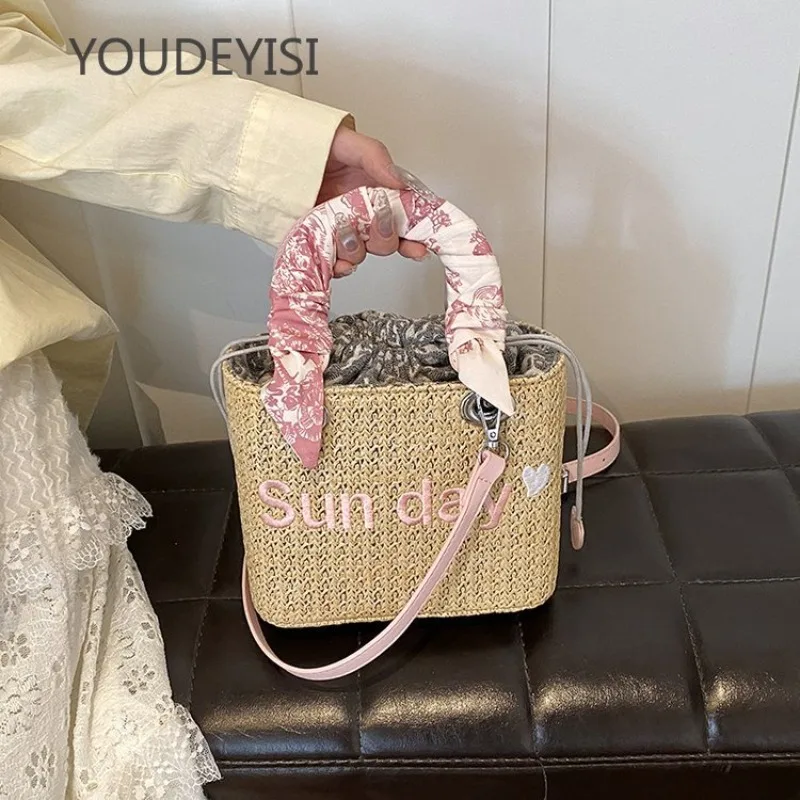 YOUDEYISI Fashion Handbag 2024 Summer New Wide Shoulder Strap Straw Bag One Shoulder Shopping Basket women bag