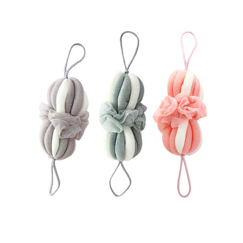 

3Pcs Double Color Shower Bath Ball Mesh Sponge Soft Durable Bath Puff Quick Dry Hanging Loop for Bathroom Skin Care