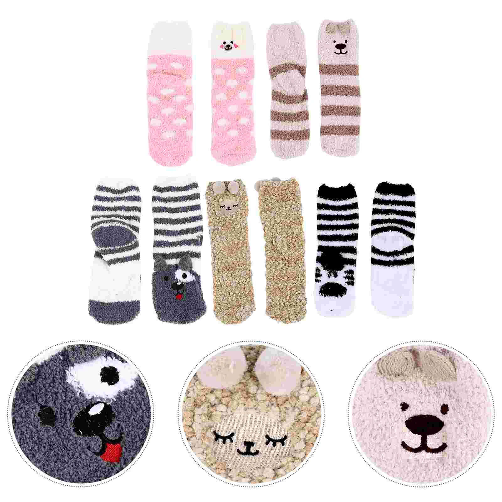 5 Pairs Christmas Coral Fleece Socks Sleep Stockings Household Thicken Sleeping Parent-child