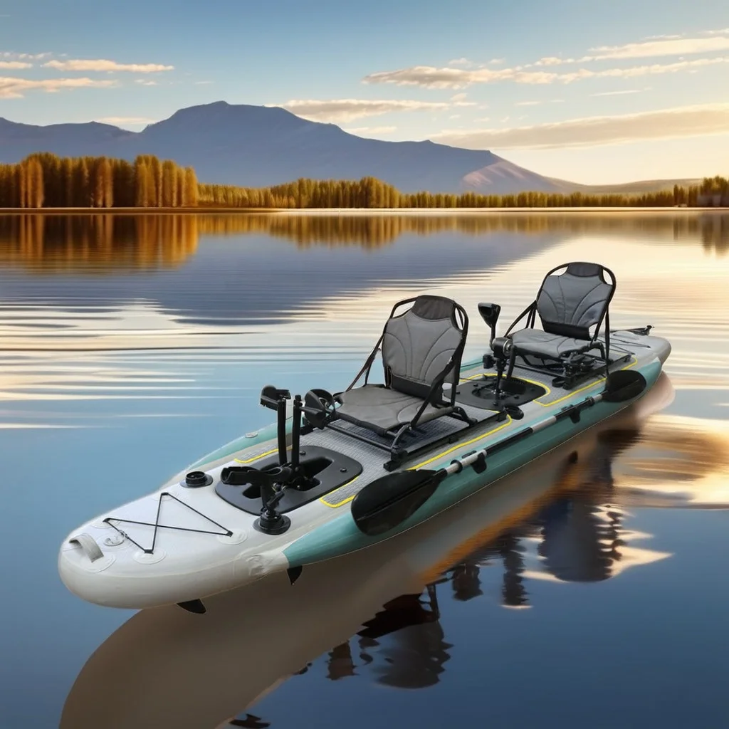 

Vicking 14ft Inflatable Fishing Canoe Boat Double-seat PVC PVC Tarpaulin Sea Fishing Pedal Kayak 2 Persons Lakes & Rivers 2 Pcs