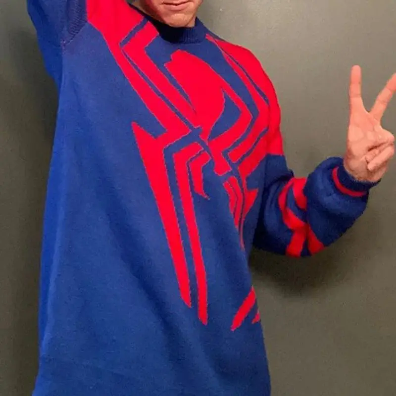 Spider Knitted Sweater Retro Trend Gothic Pullover Fashion Hip Hop Rock Warm Loose Clothing Men\'S Women\'S Y2kTops