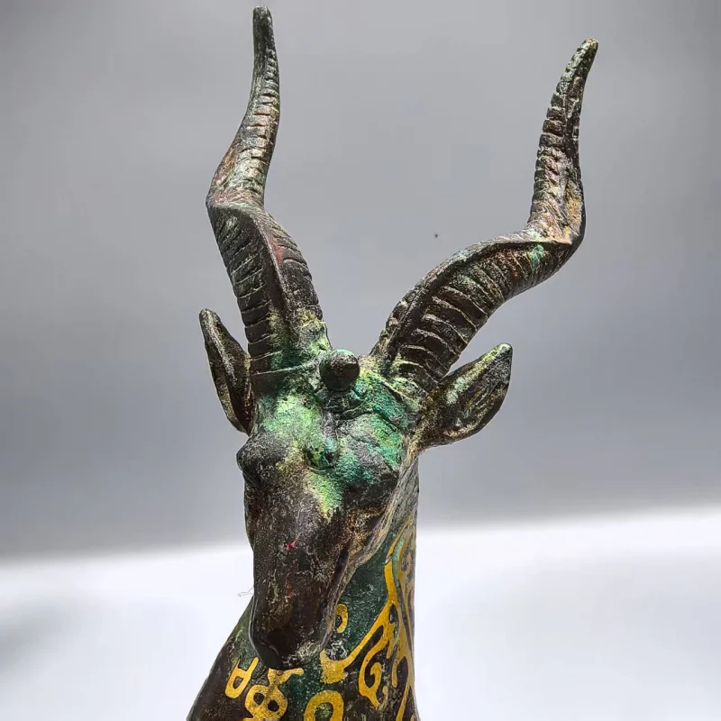 Factory Antique Bronze Gold And Silver Inlaid Happy Goat Ornament Home Decoration Craft Gift Copperware Opening Business