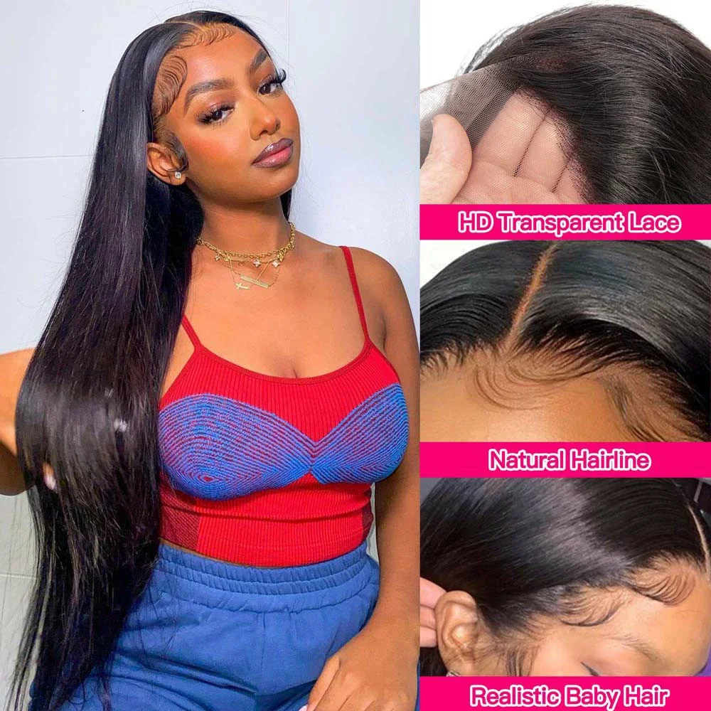 Bone Straight Brazilian 13x4 13x6 HD Transparent Lace Front Wigs For Women 4X4 5x5 Lace Closure Human Hair Wig Lace Frontal Wig