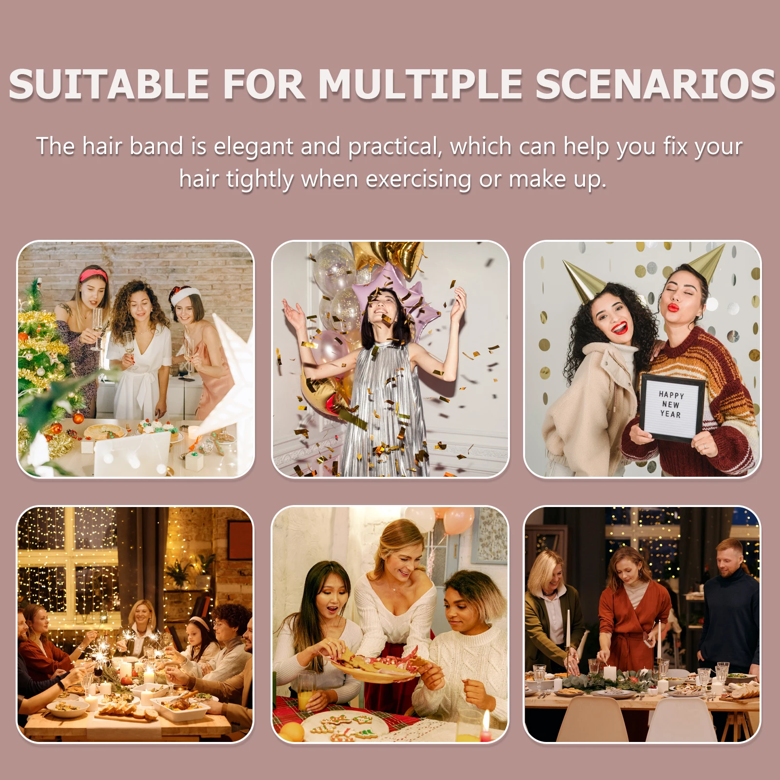 

8 Pcs Anti-slip Hairbands Black Curly Women Face Wash Headbands Non-slip Workout Teeth Design Elegant Practical