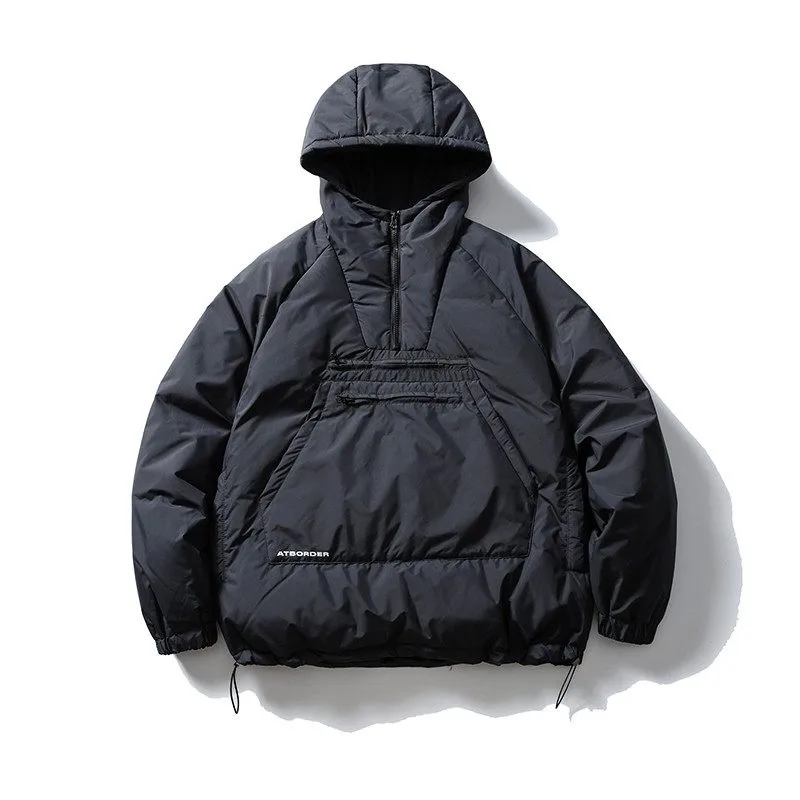 Winter Outdoor Solid Color 90 White Duck Down Trendy Men's and Women's Loose Pullover Warm Bread Jacket Hooded Down Coat