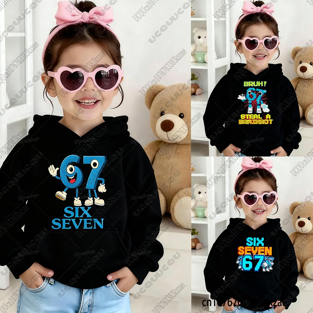 Bruh 67 ستة سبعة 6-7 مضحك Brainrot ميمي للأطفال الكبار كنزة قطيفة Y2k سرقة الدماغ هريرة Bruh OG Meowl معطف مقنع