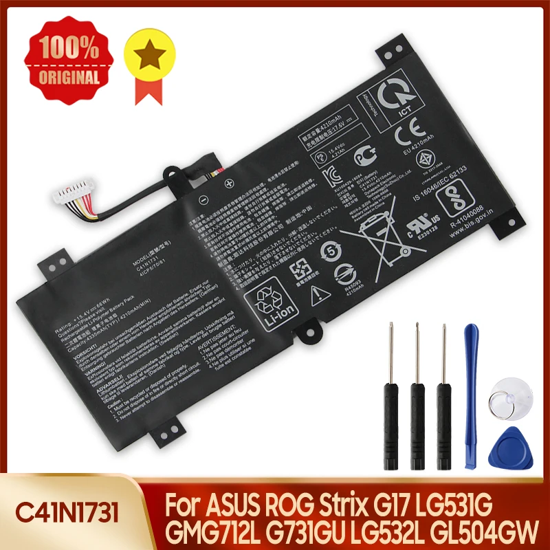 

Replacement Battery C41N1731 For ASUS ROG Strix G17 G531GW G731 G731GU G731GV LG531G GMG712L G731GU 4210mAh Batteries With Tool
