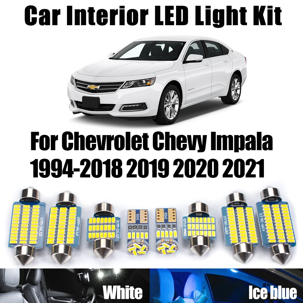 

Canbus LED Interior Map Dome Trunk Reading Bulbs Light Kit For Chevrolet Chevy Impala 1994-2018 2019 2020 2021 Car Accessories