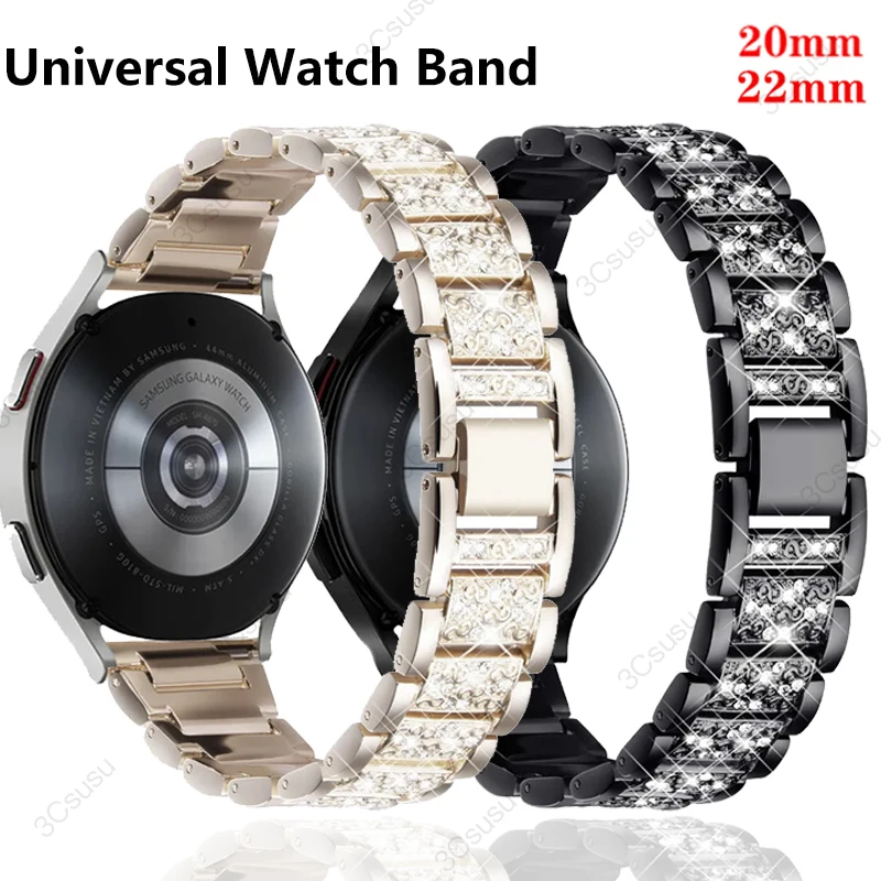 

Diamond strap for Samsung Galaxy Watch 6/4/Classic/5/pro/Active 2 40mm 44mm Metal 20mm 22mm link Bracelet huawei gt 2-3-pro band