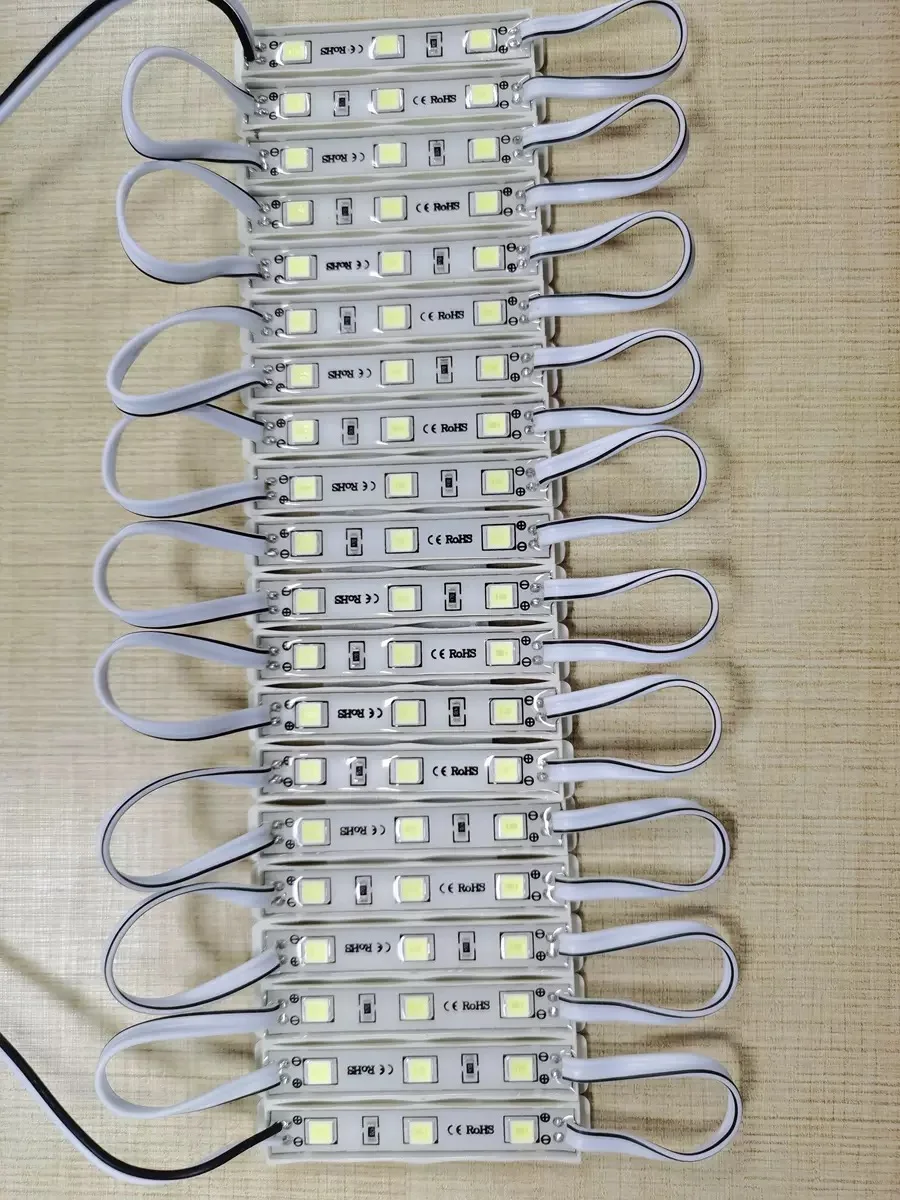 200Pcs per Lot Super Brightness Waterproof LED Module 5leds , DC12V, 5050, 5054, Module DC12V, 20Pcs per String, Warm White,