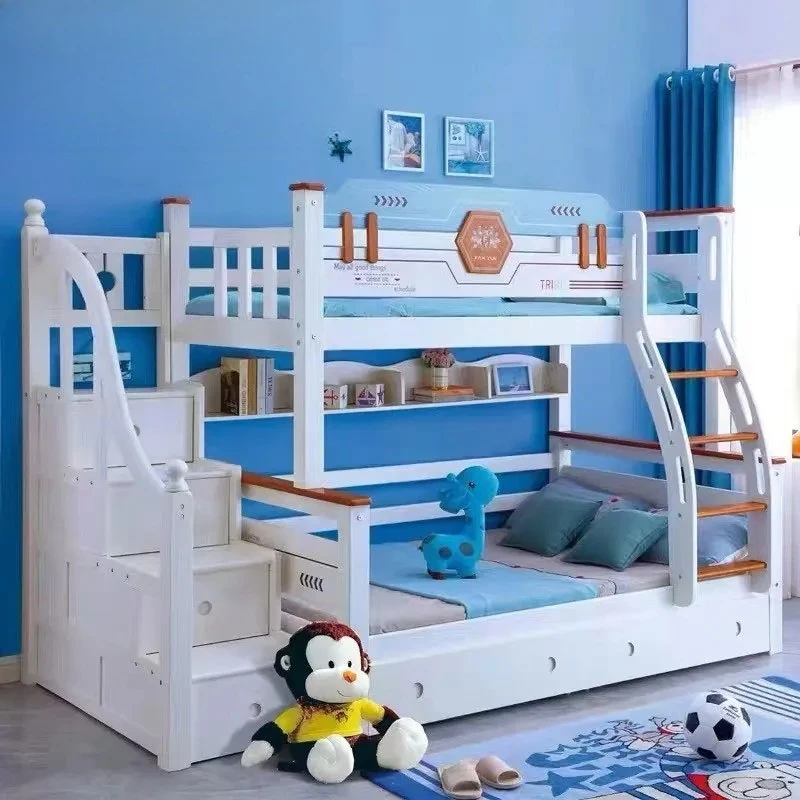 

All solid wood upper and lower beds Bunk beds Upper and lower bunk children's beds Household