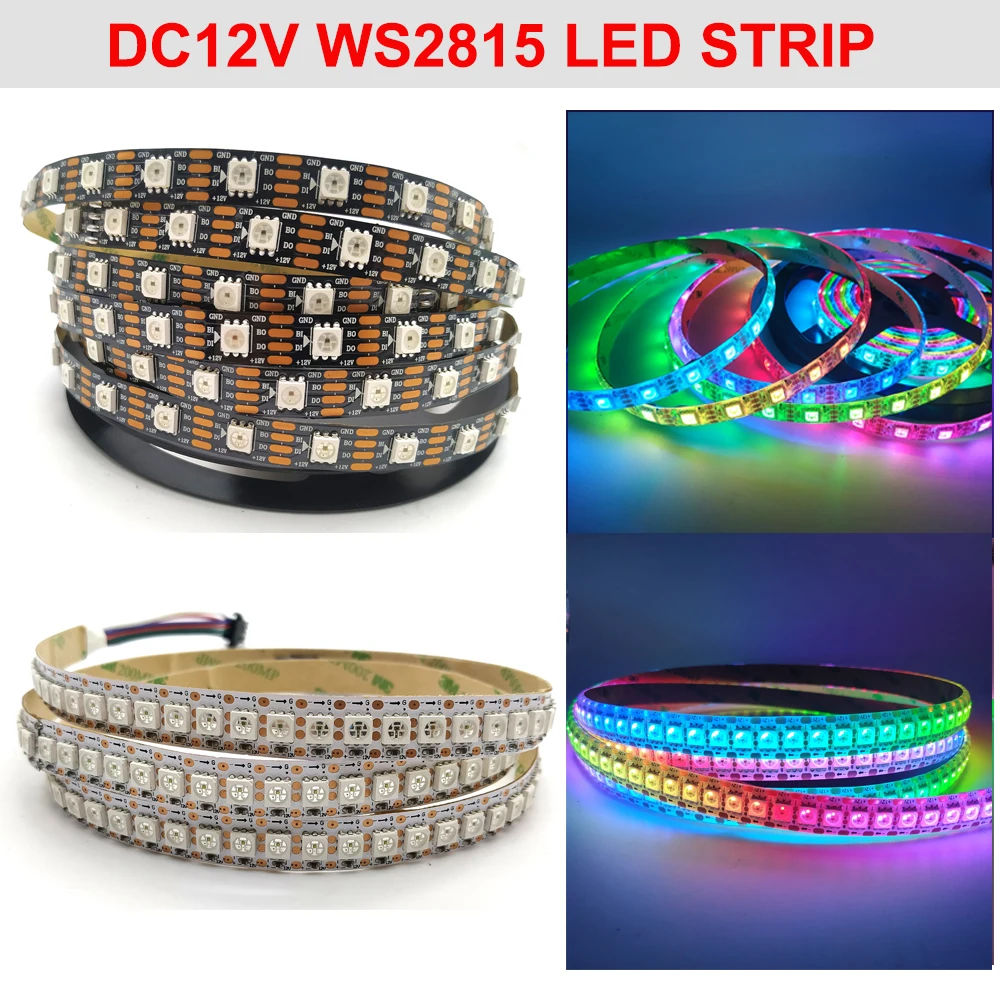 5V/12V WS2815 LED Strip Lights WS2812B WS2811 Updated Individually Addressable LED Dual-Signal 30/60/144 Leds/m