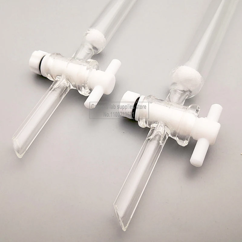 1pcs Lab PTFE-Piston Glass Chromatography Column with Standard Mouth Caliber 24#