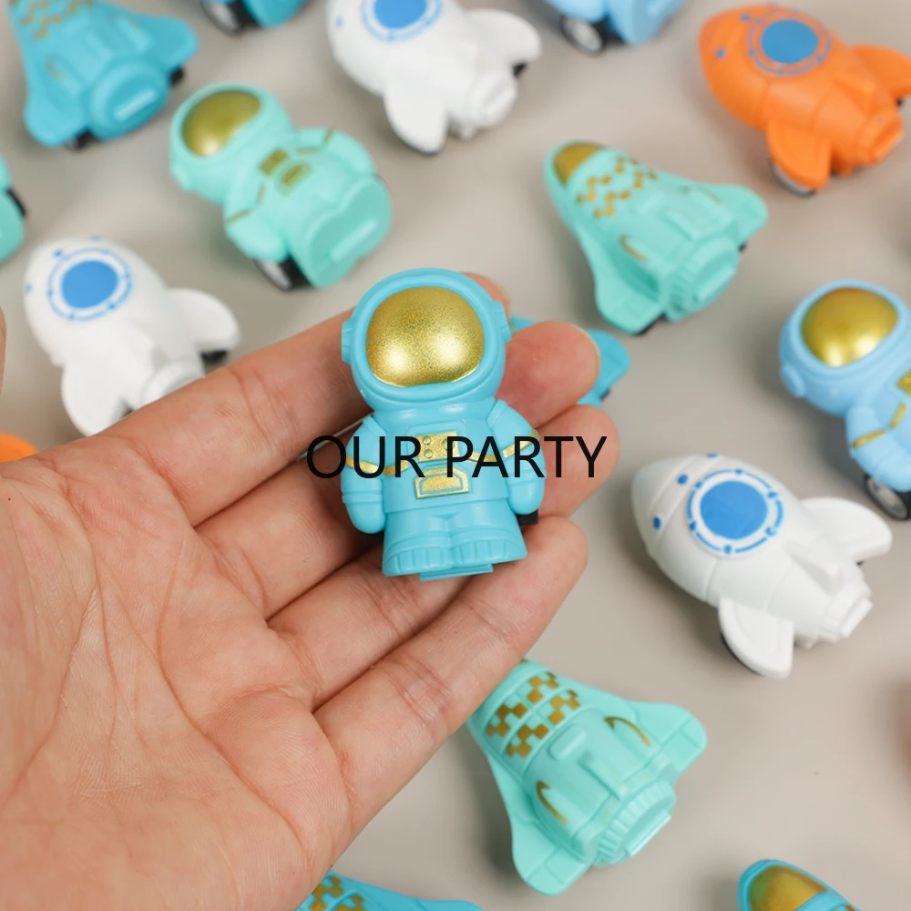 15Pcs Cartoon Outer Space Astronaut Rocket Pull Back Cars Toy for Kids Birthday Party Favors Back To School Gifts Goodie Bag