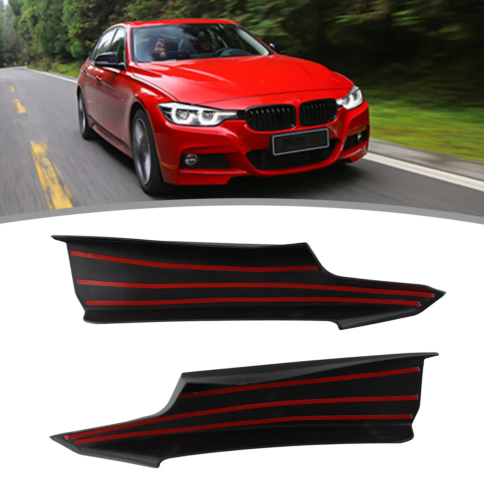 

Car Accessories Stickers Splitter Cover Left&Right Spoiler Splitter For F30 M Sport Front Lip Bumper ABS Black