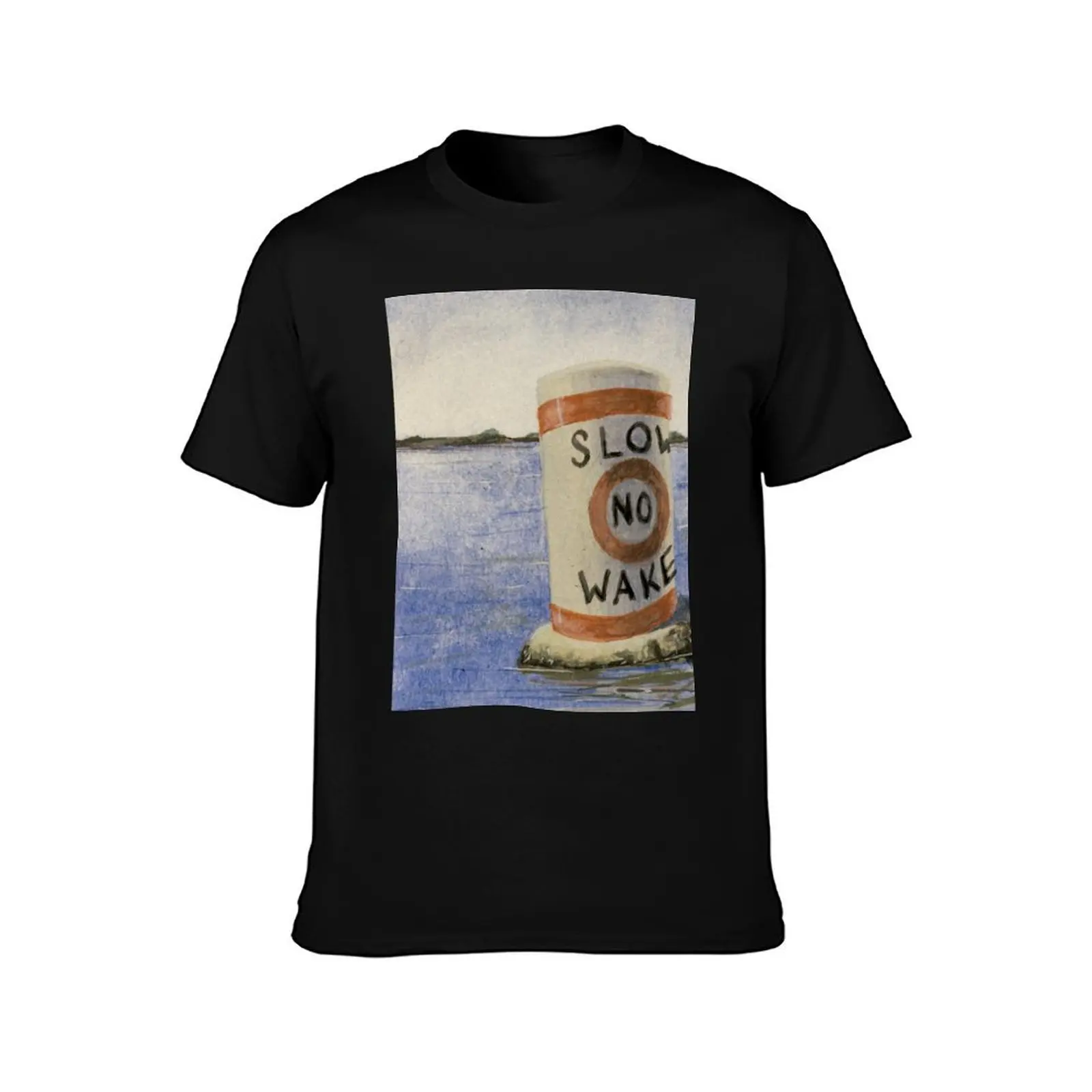 Slow No Wake Buoy T-Shirt Summer Casual Cotton Tee Oversized Streetwear Tops Vintage Graphic Print Loose Fit Short Sleeve